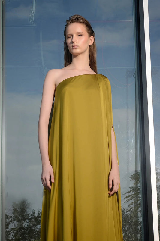 One-Shoulder Crepe Gown