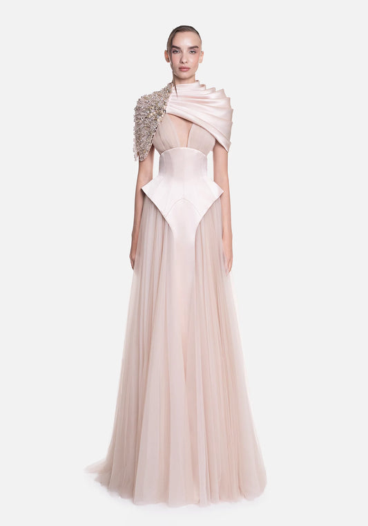 Shoulder Cape Gown