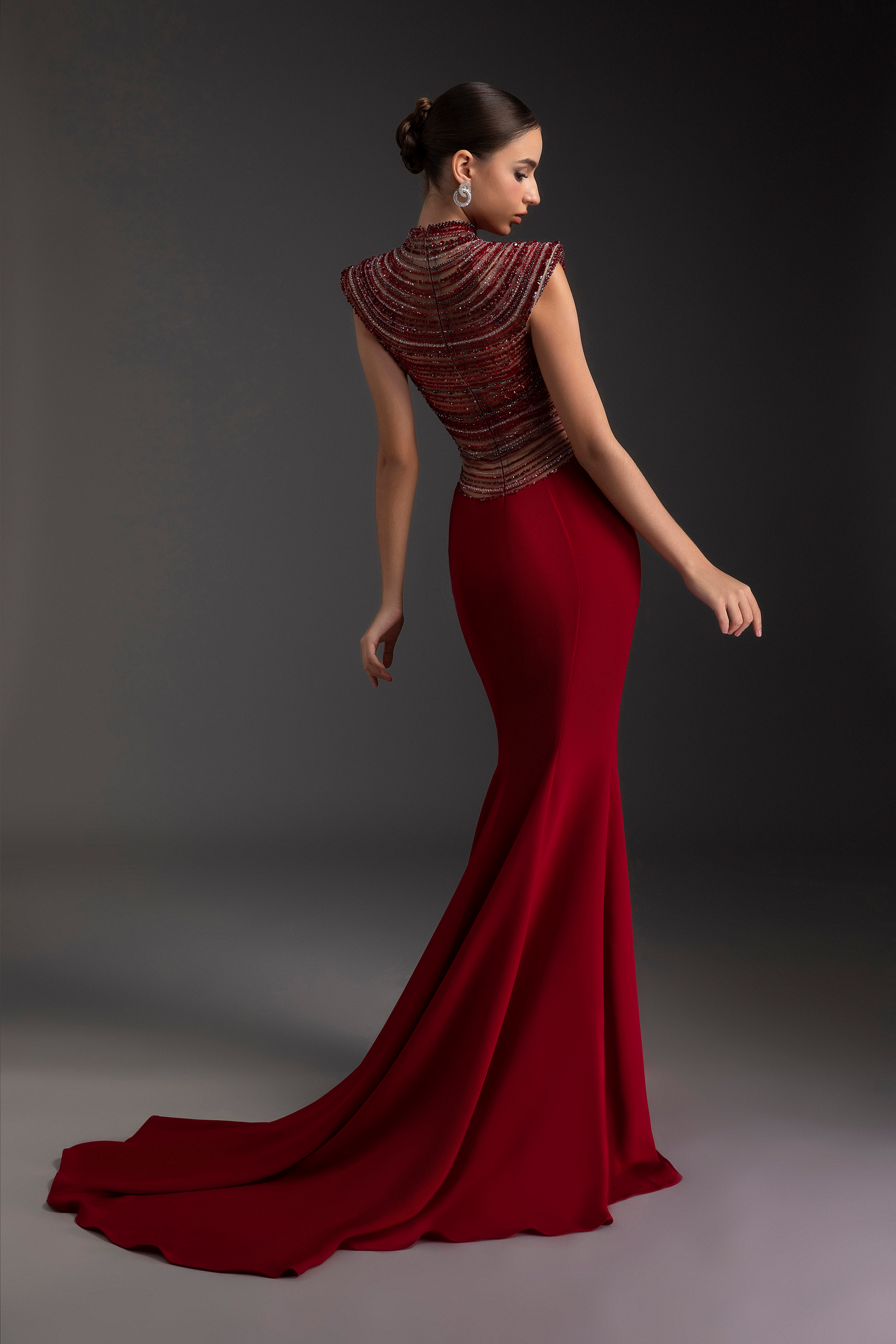 Crimson Cascade Gown