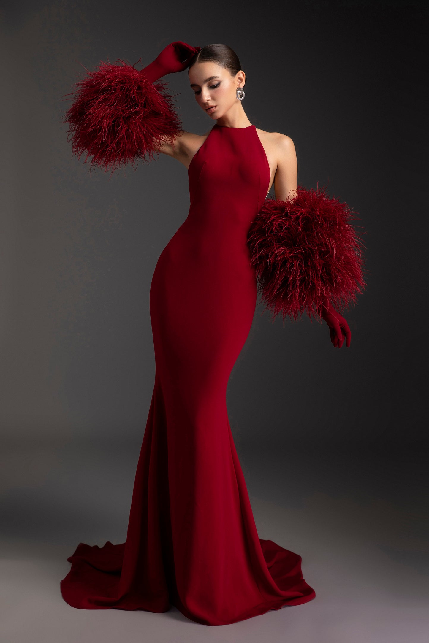 Rose Plume Gown
