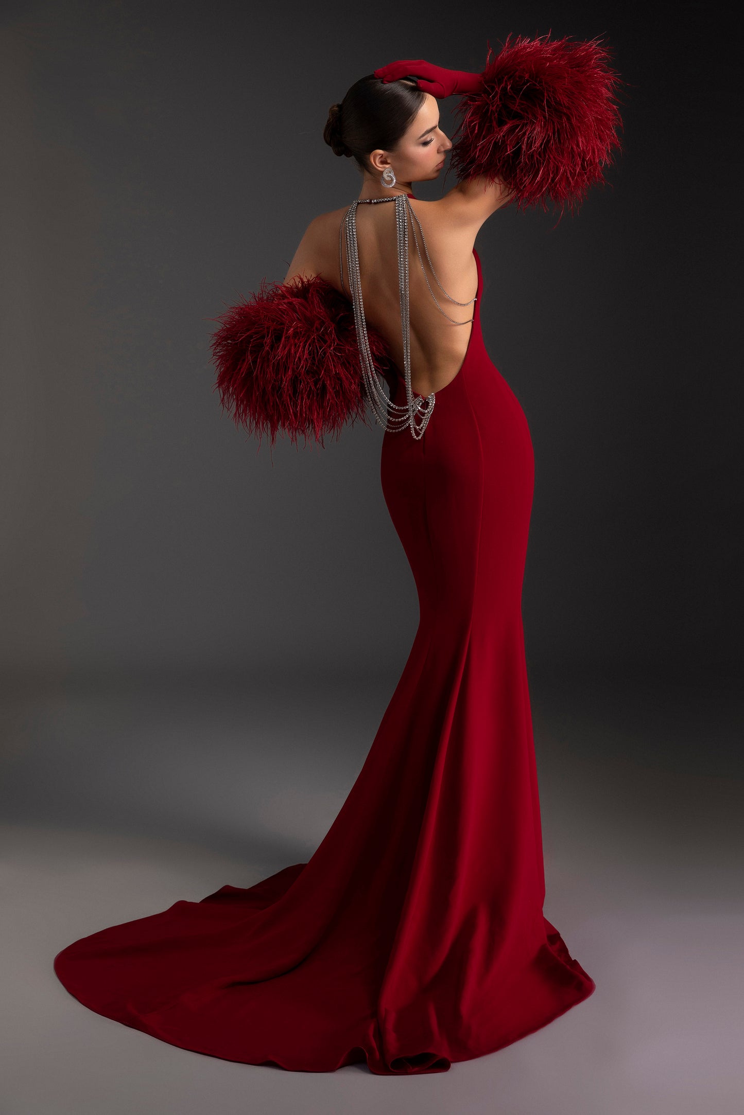 Rose Plume Gown