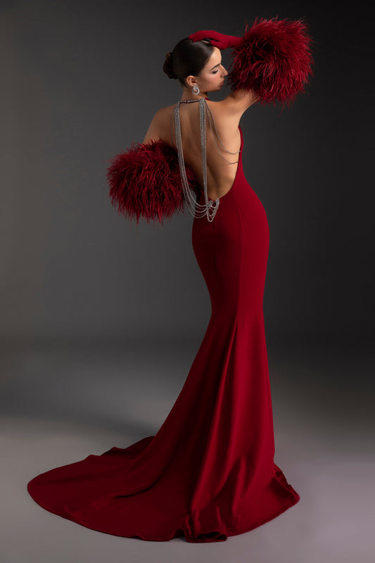Rose Plume Gown