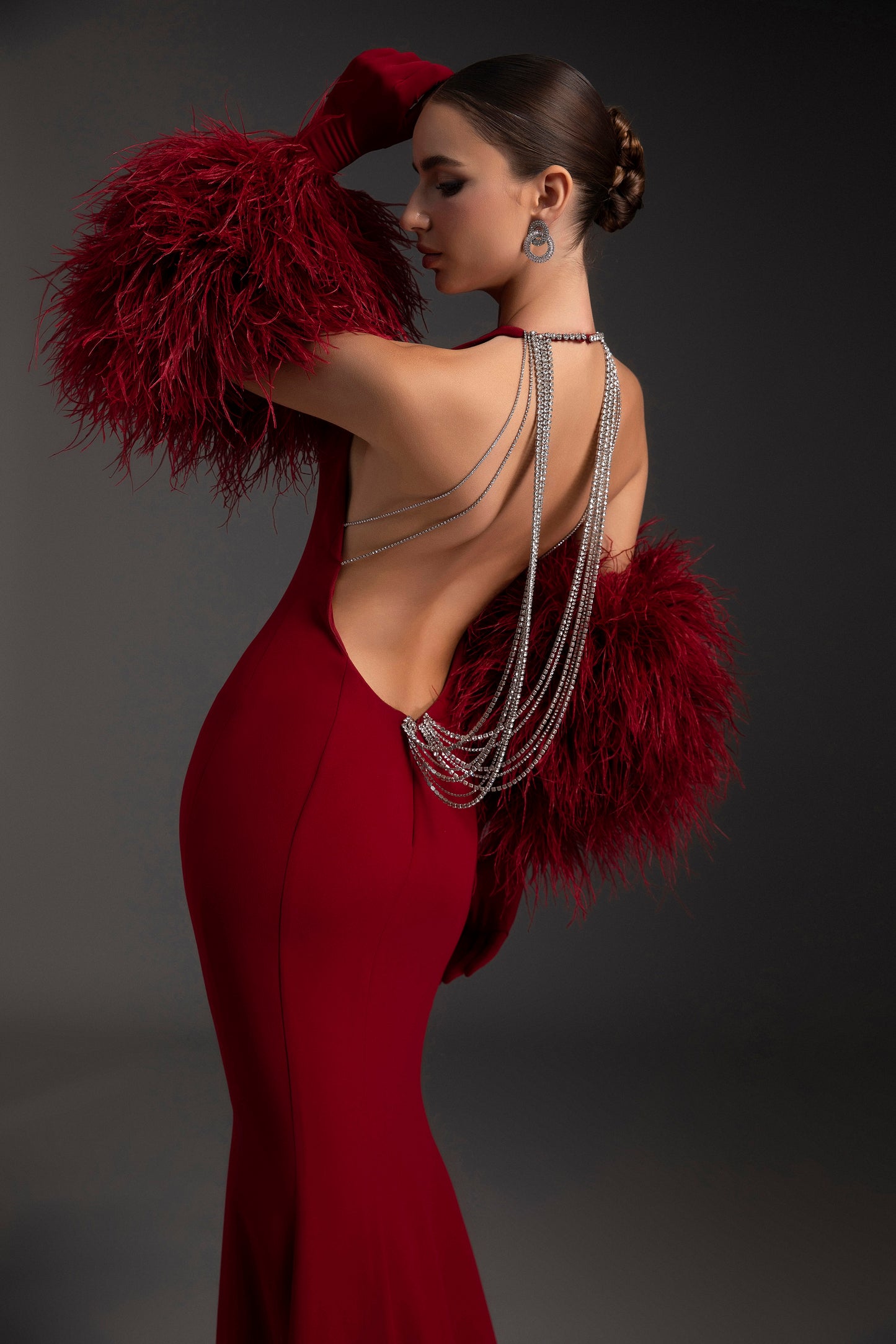 Rose Plume Gown