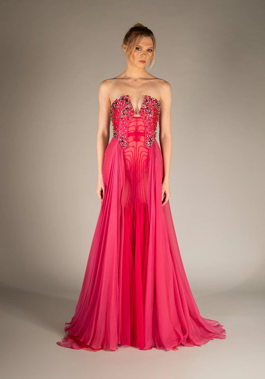 Strapless Silk Tulle Dress