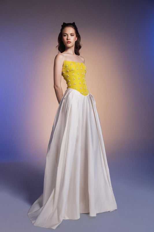 Strapless Pearl Drop Gown