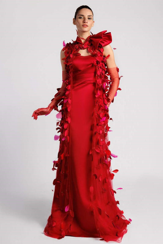 Satin Duchess Gown with Kaftan