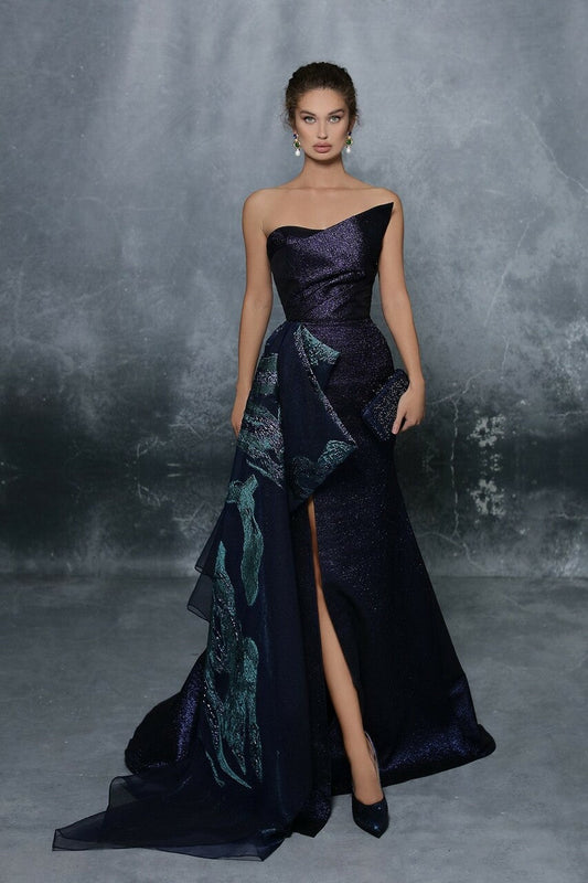 High Slit Jacquard Gown