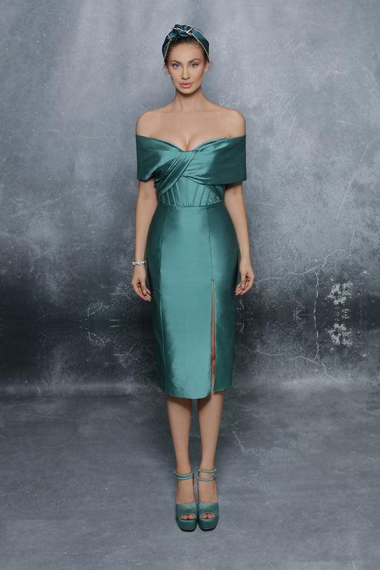 Classy Off Shoulder Taffeta Dress