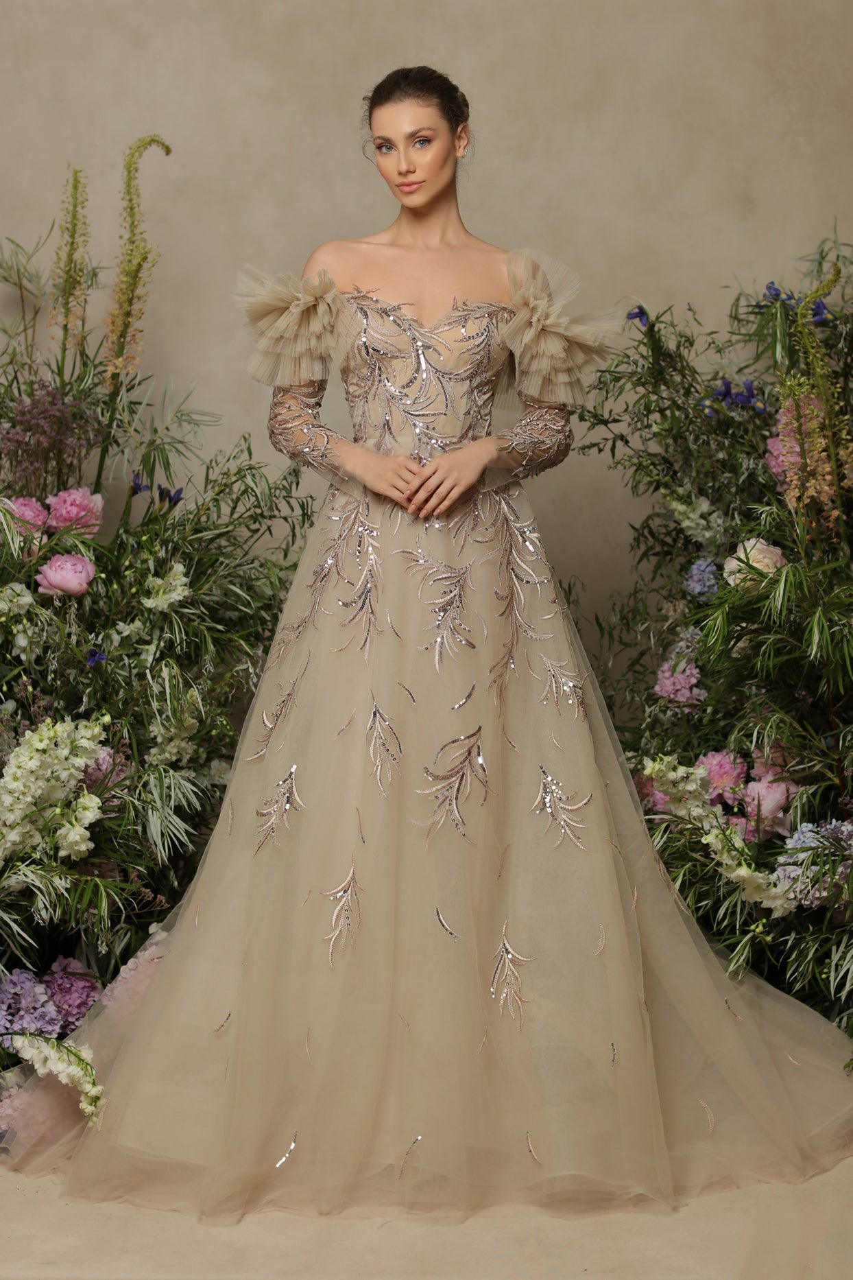 Sweetheart Long Sleeve Gown