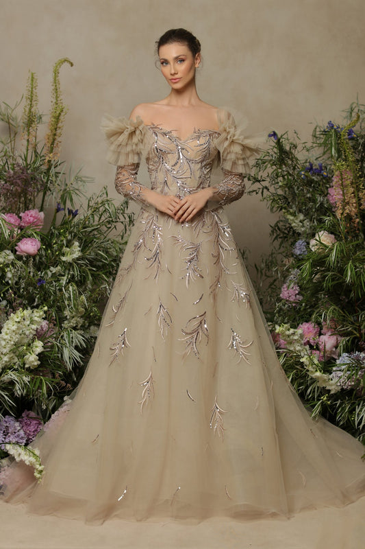 Sweetheart Long Sleeve Gown