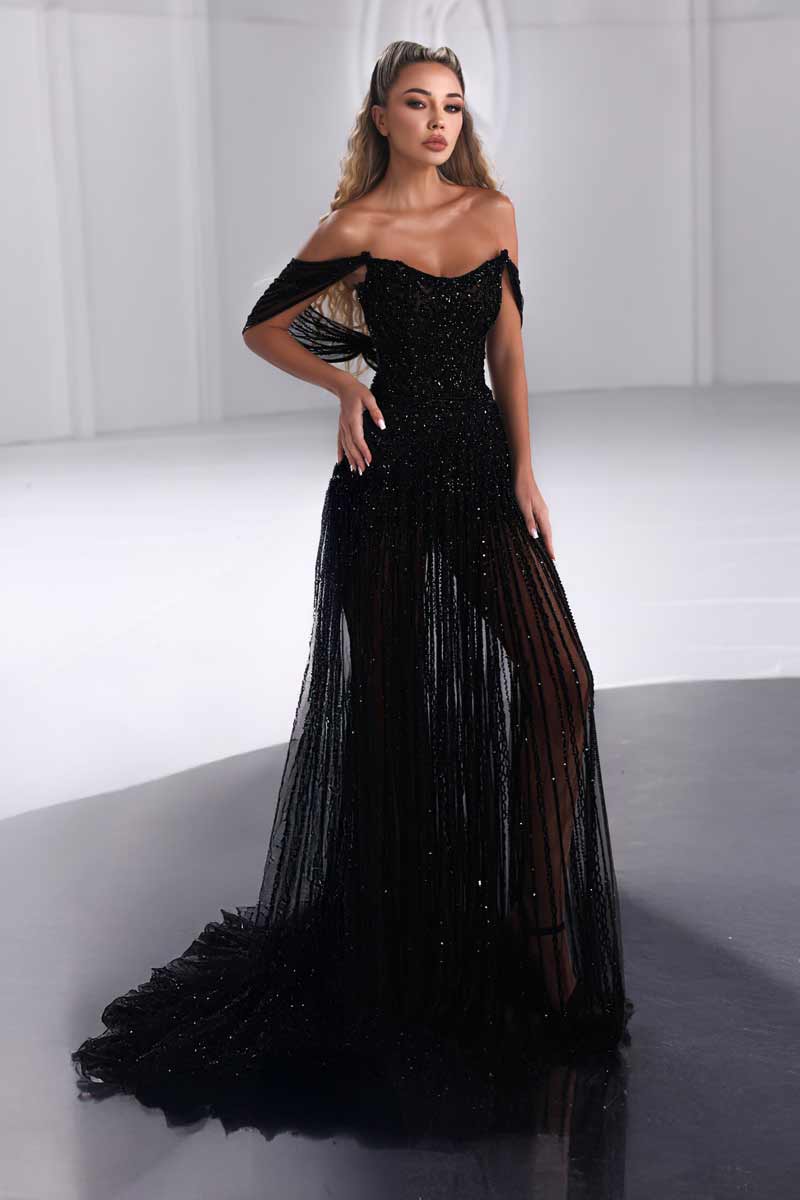 Beaded Fringe Gown