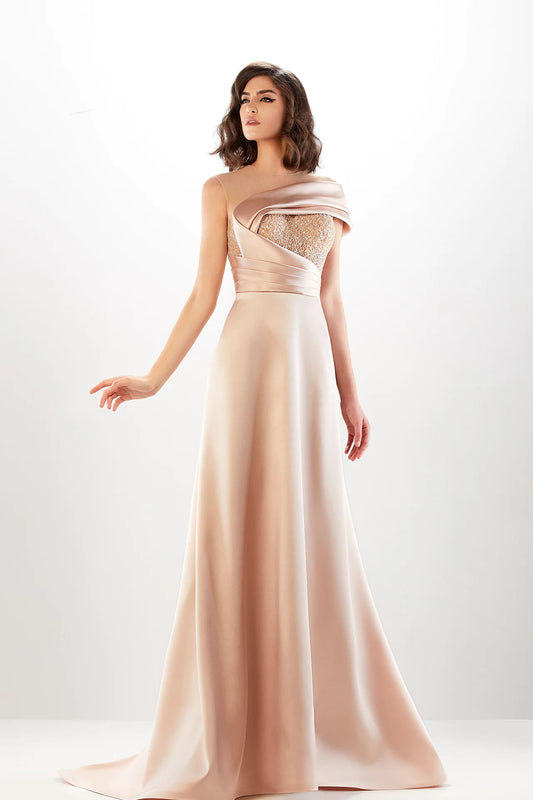 Illusion One-Shoulder Gown