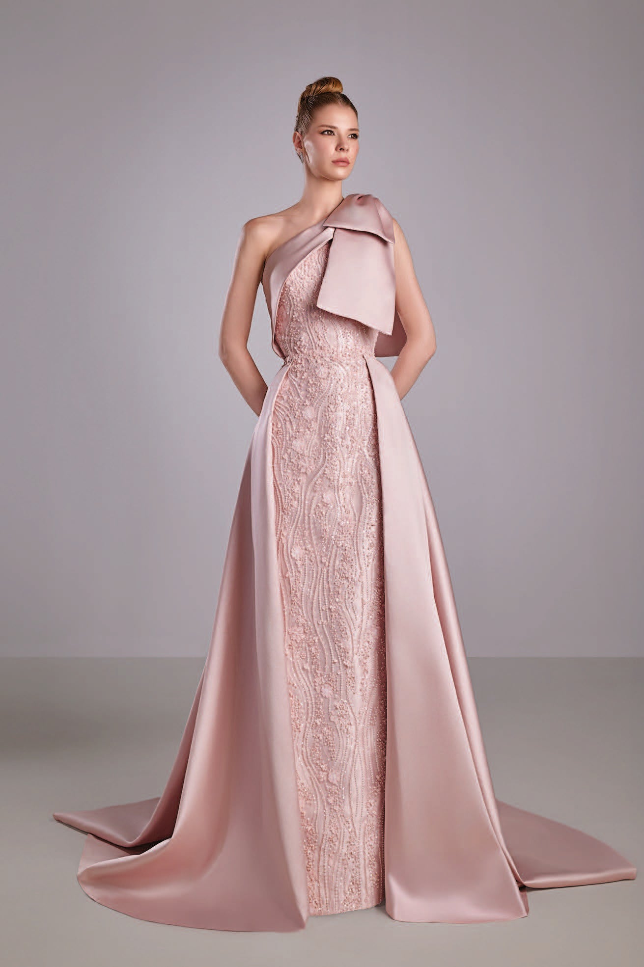 Beaded and Embroidered Mikado Gown
