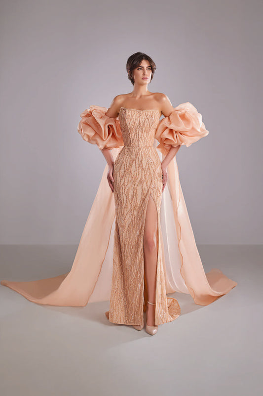 Embroidered Lace with Organza Cape