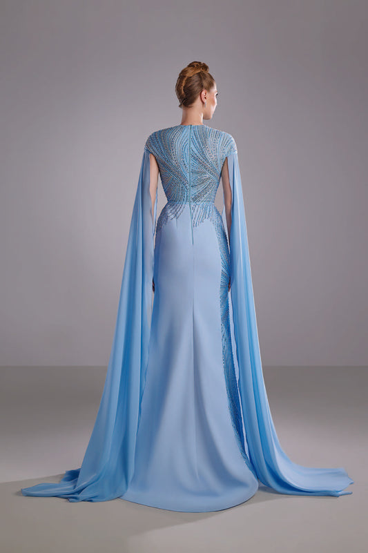 Crepe Dress with Chiffon