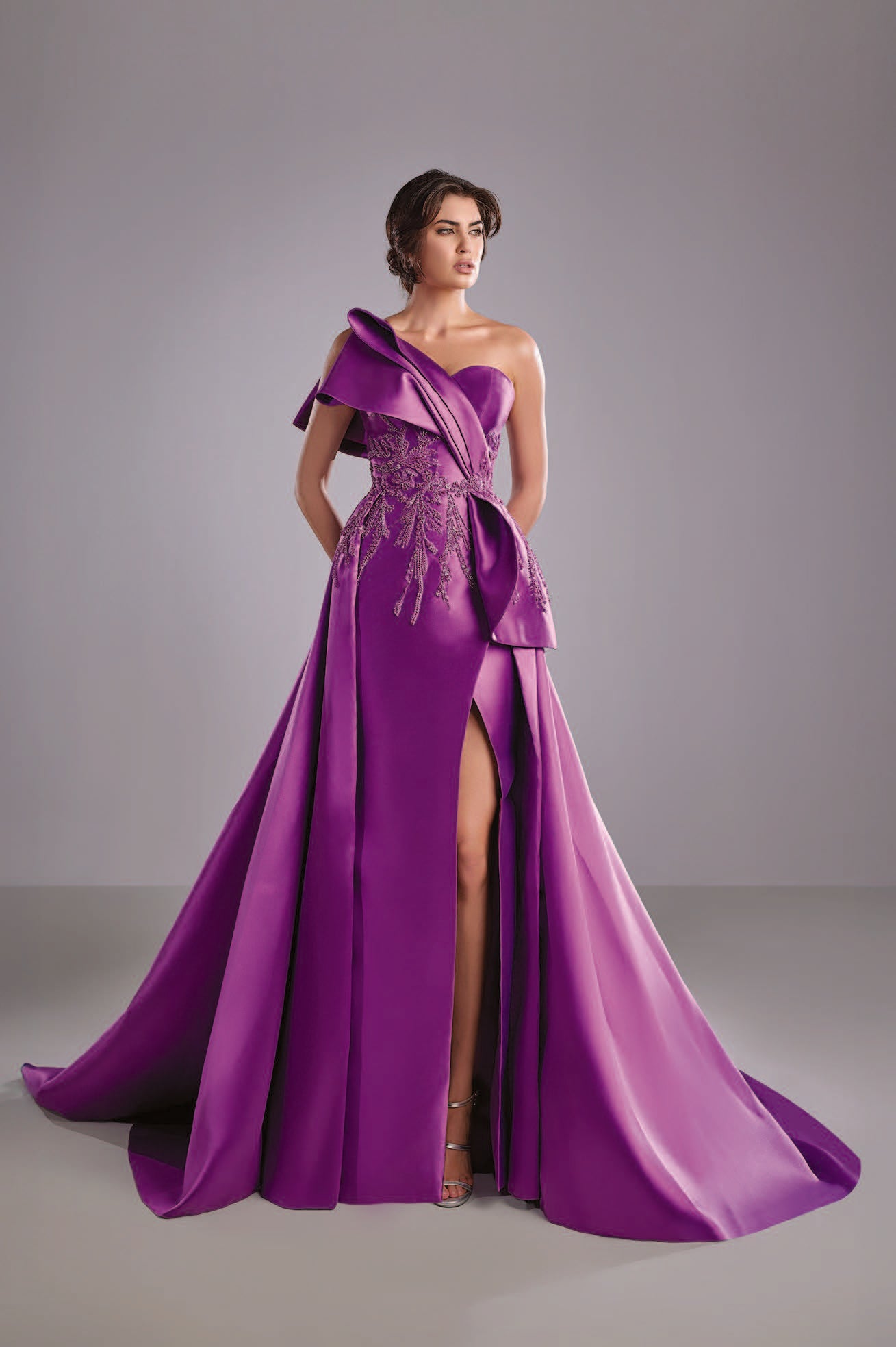 Embroidered Lace with Mikado Gown