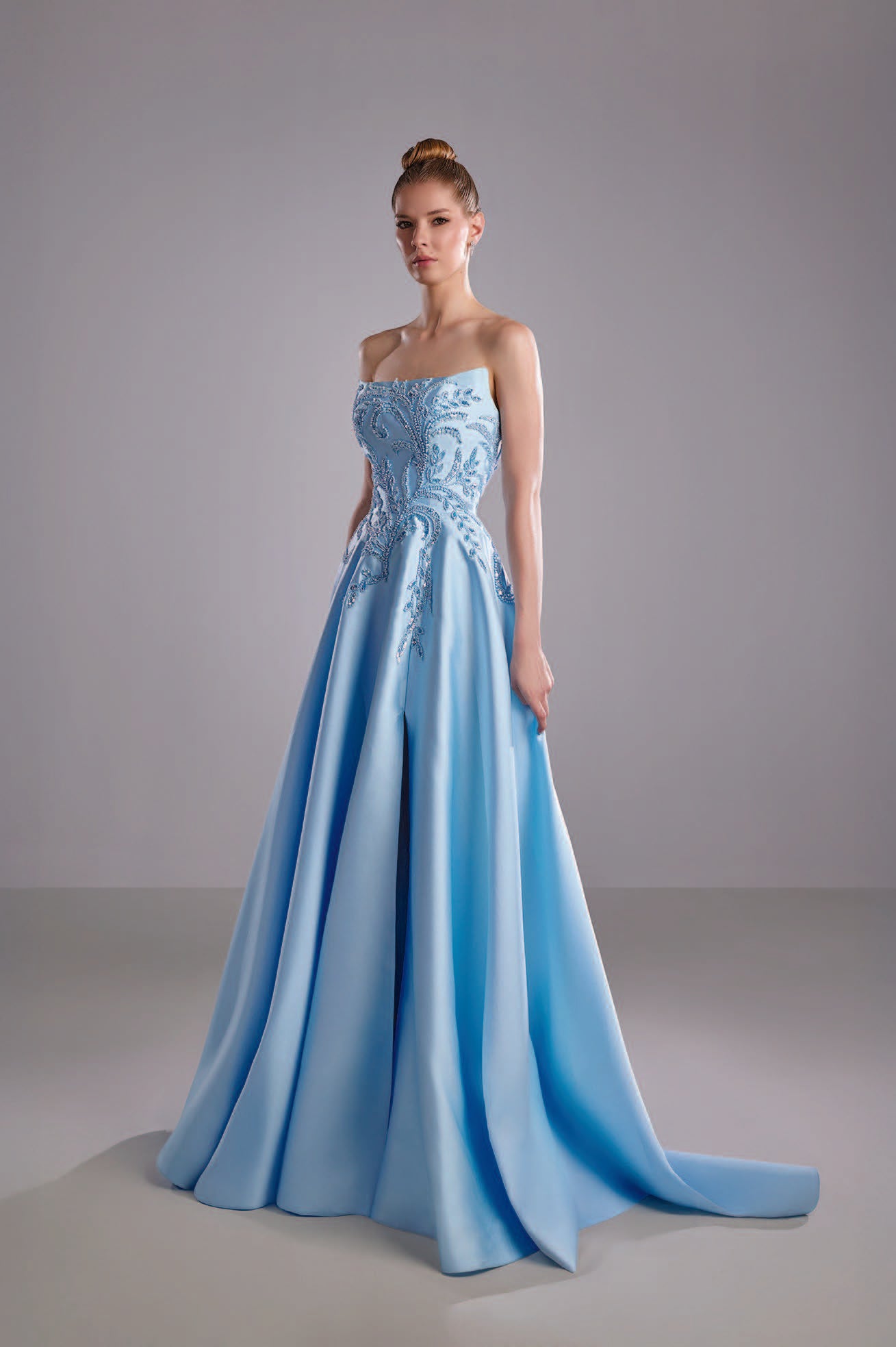 Mikado Dress with Embroidered Bodice