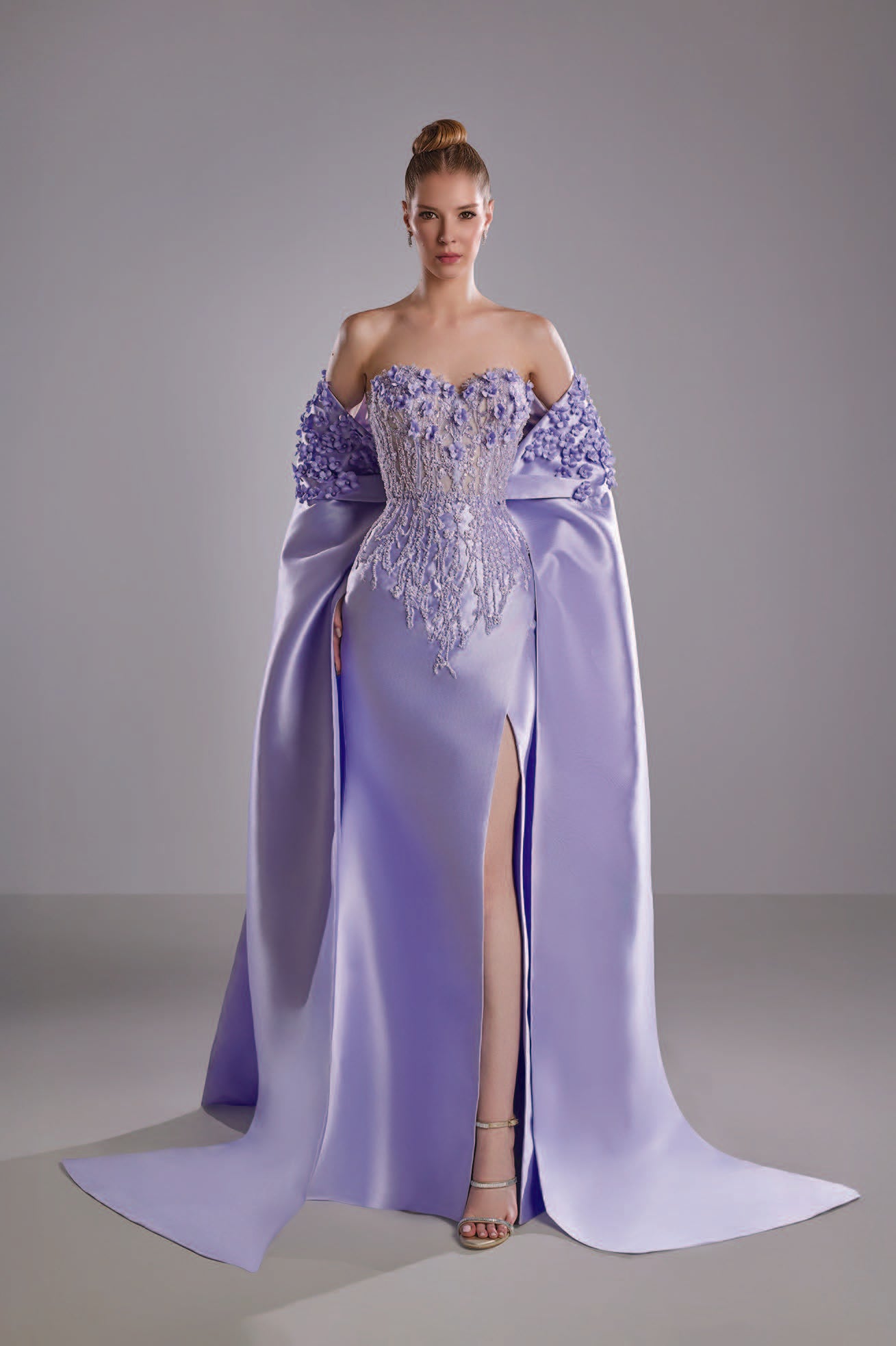 Mikado Dress with 3D Flowers