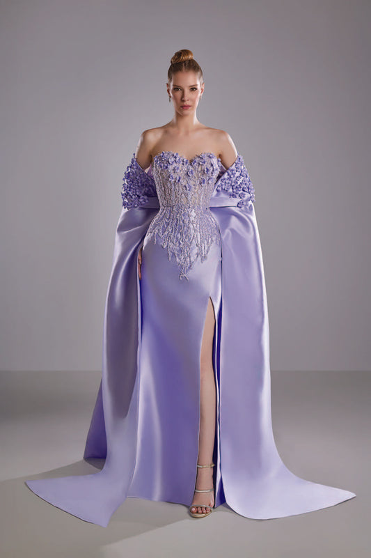 Mikado Dress with 3D Flowers