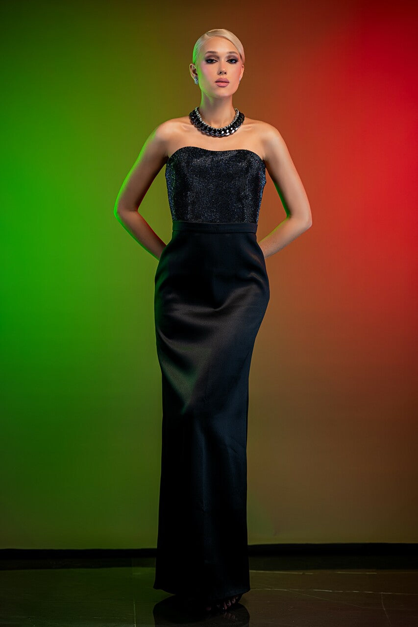 Midnight Satin Gown