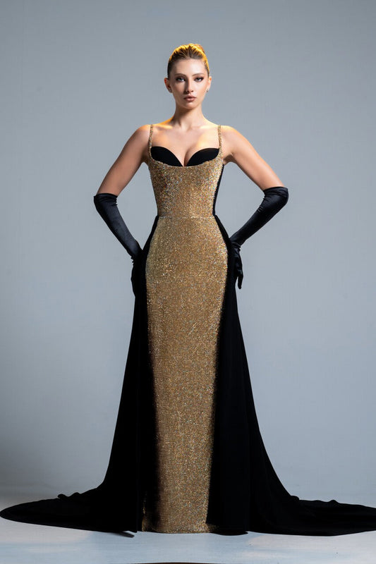 Embroidered Over-Skirt Gown