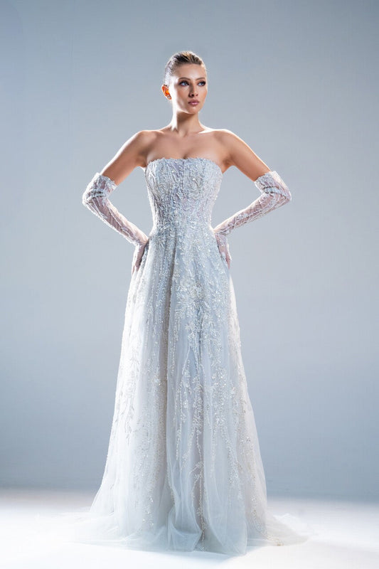 Strapless-Embroidery Gown