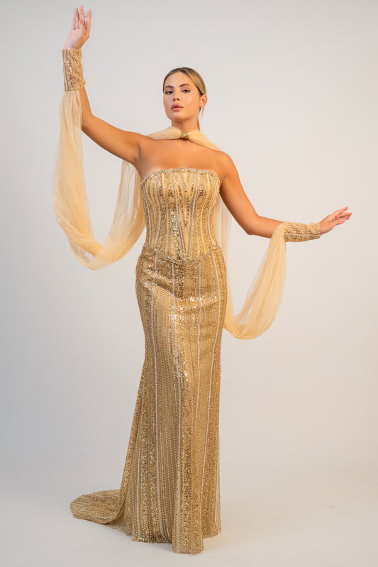 Gold Column Gown