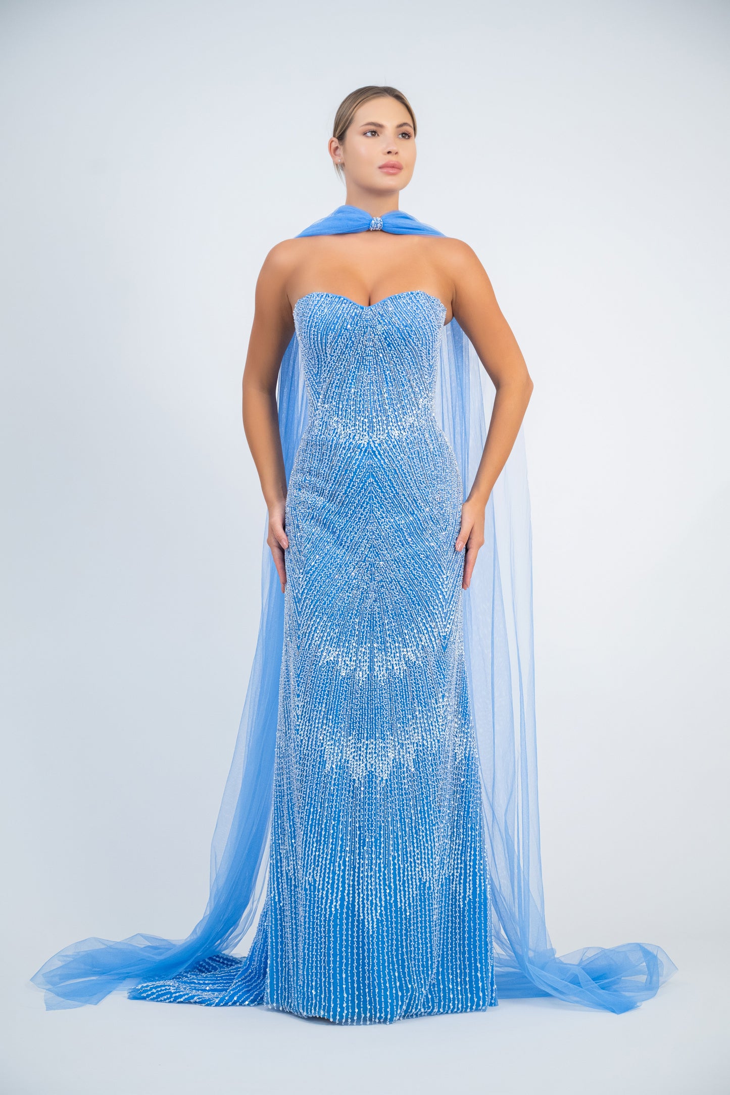Strapless Sequin Gown