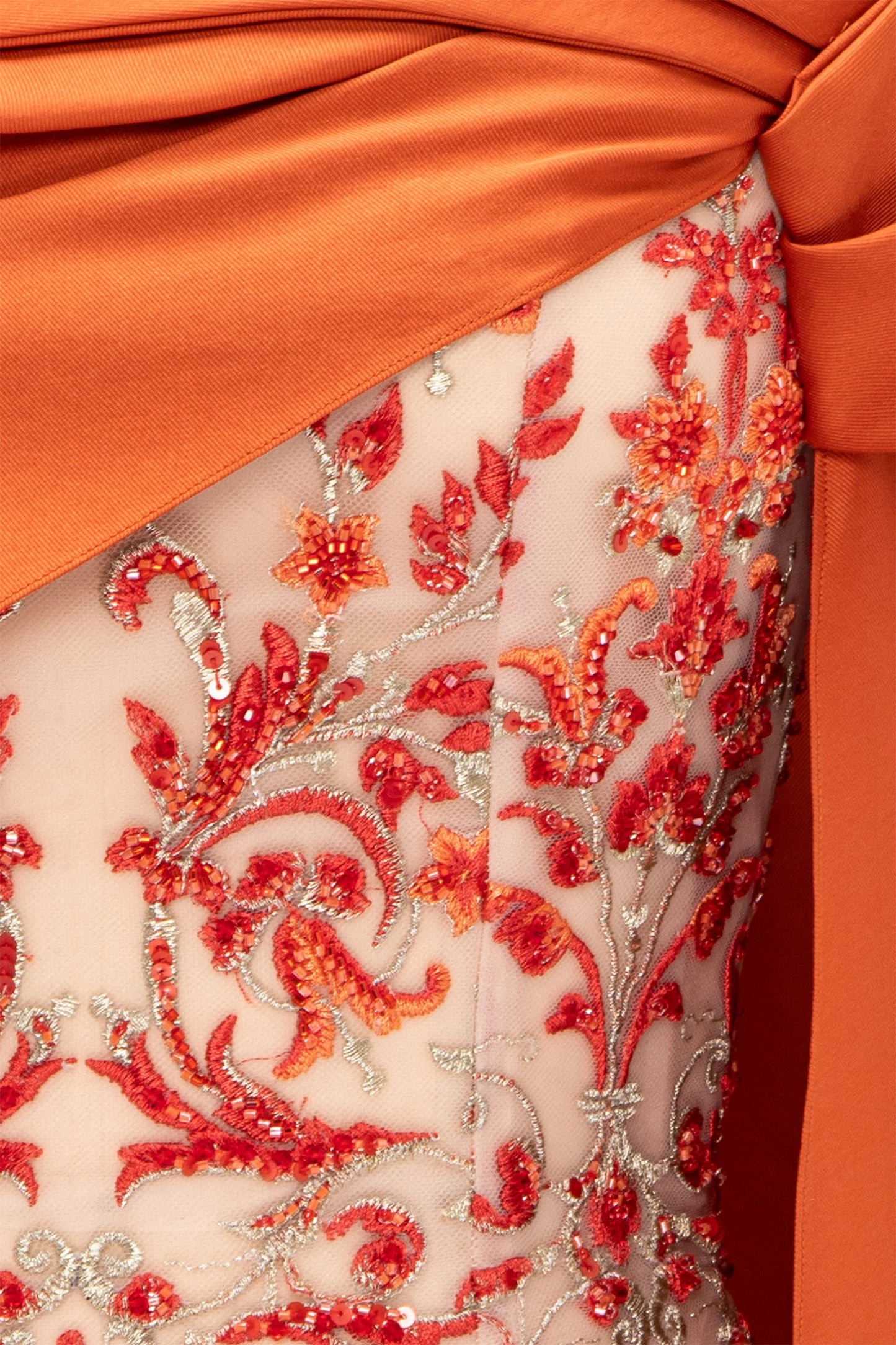 Off-Shoulder Embroidered Column Gown