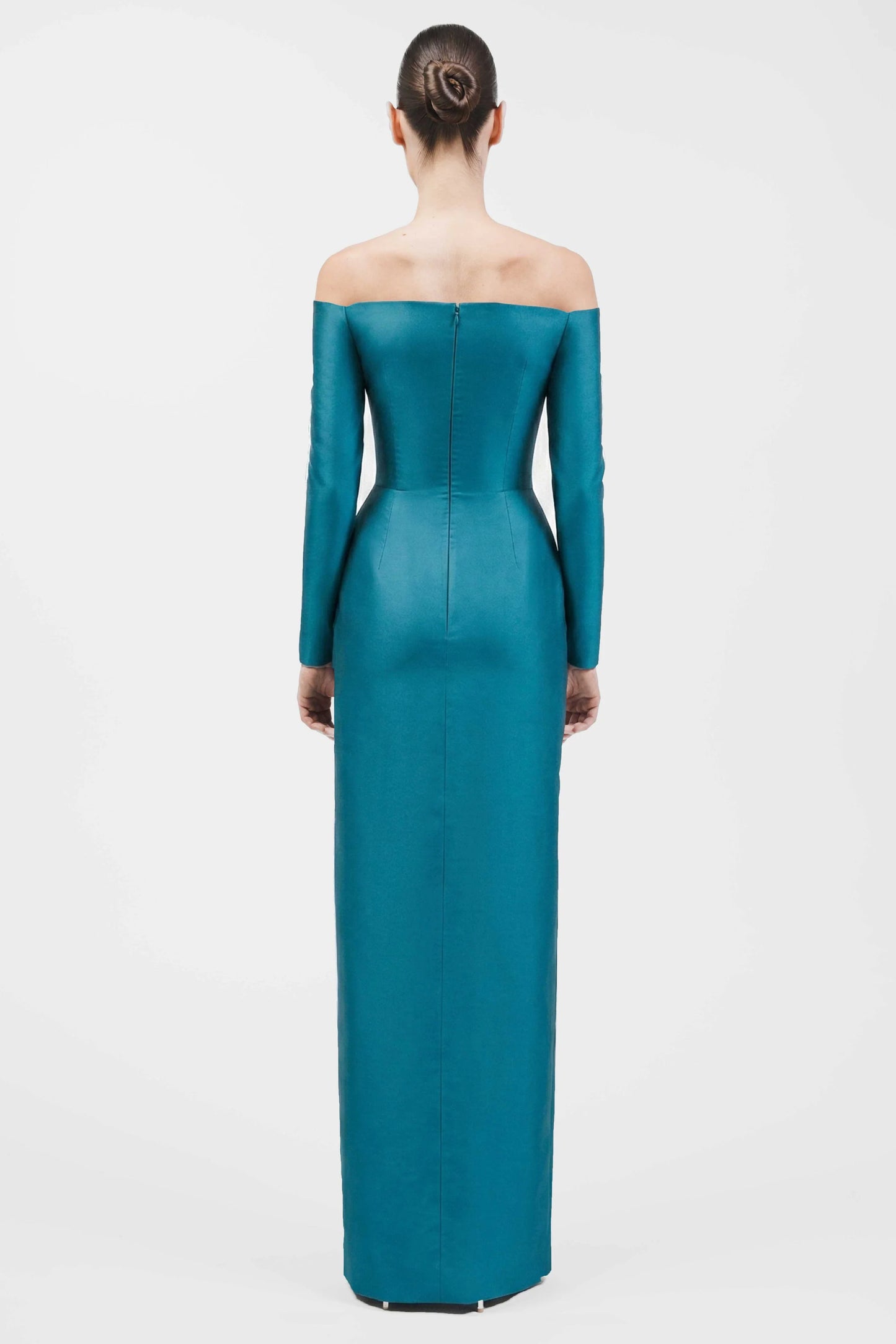 Off-Shoulder Structured Column Gown