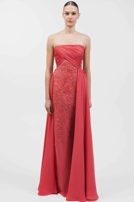 Strapless Asymmetrically Draped Gown