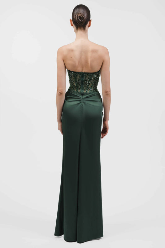 Strapless Beaded Corset Gown