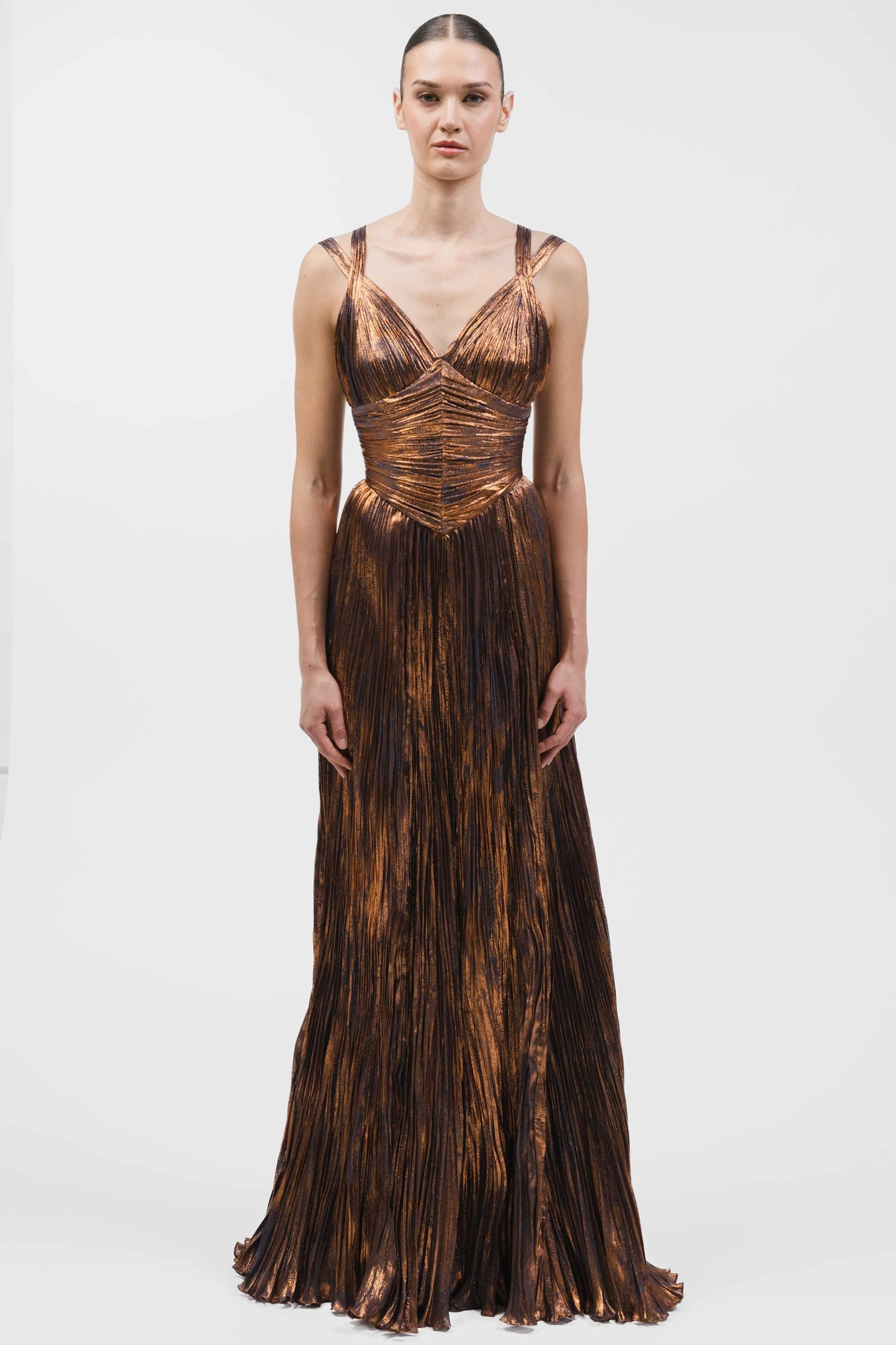 V-Neck Draped Gown