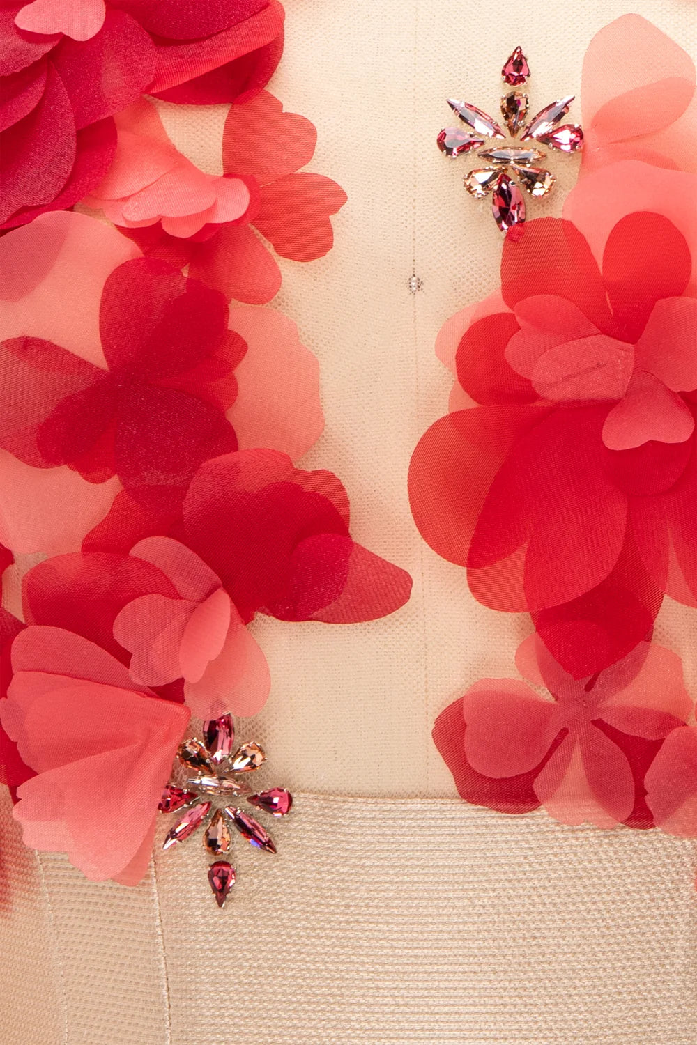 Floral Appliqué Top with Tea-Length Skirt
