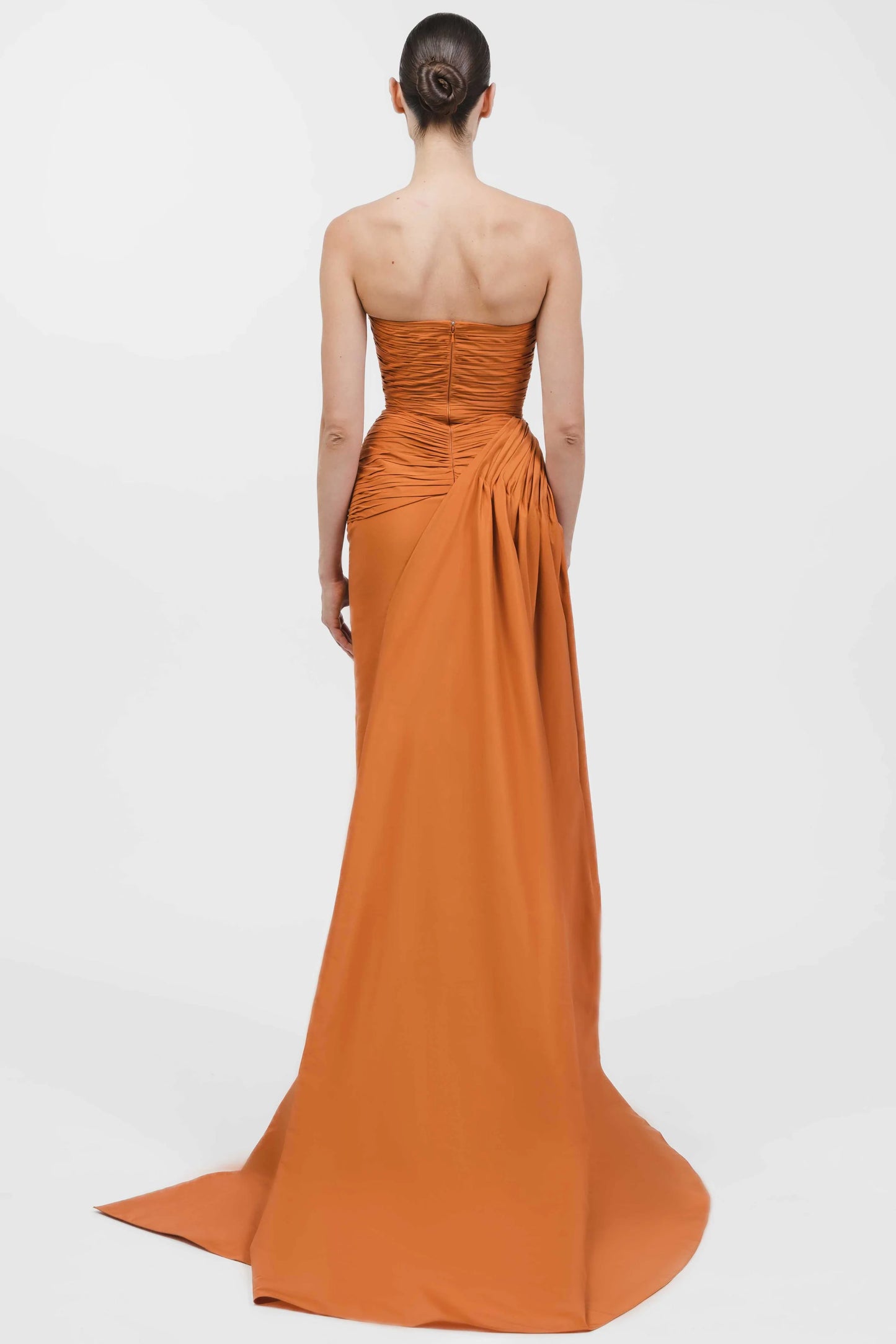 Strapless Draped Gown With Overskirt