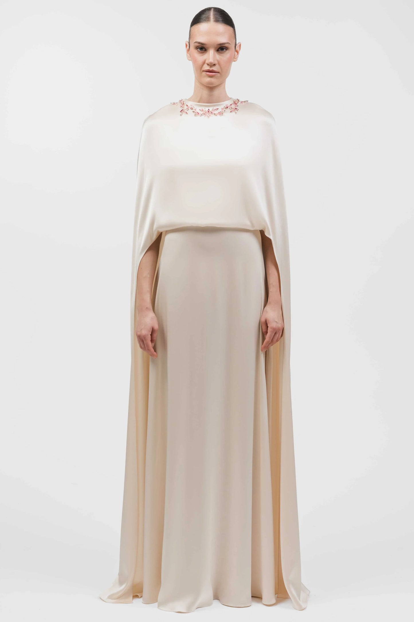 Cape Kaftan With Embellished Neckline