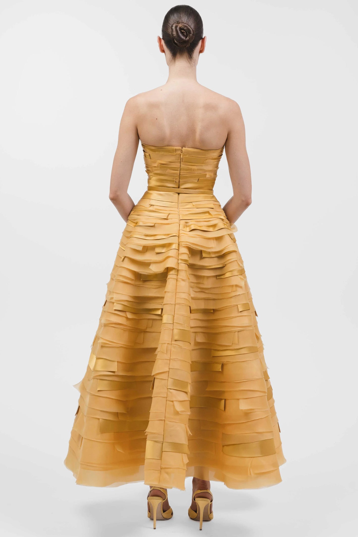 Strapless Multi-Layered Midi Gown