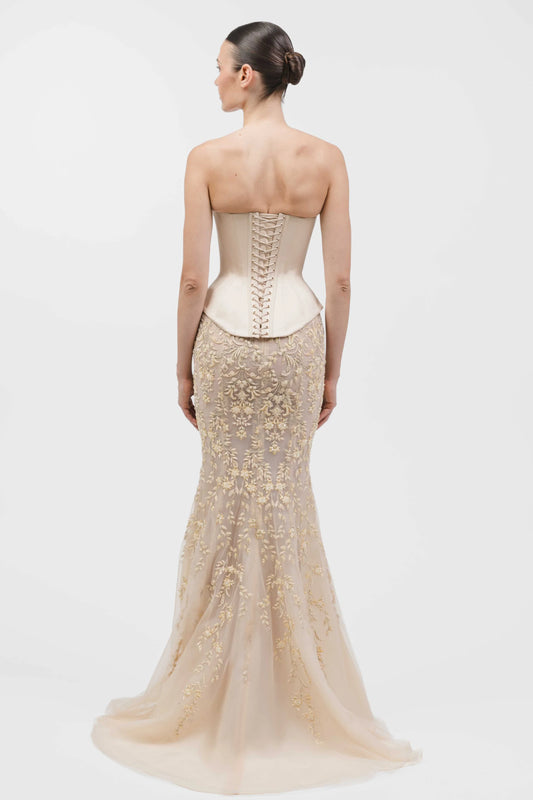 Strapless Structured Corset Mermaid Gown