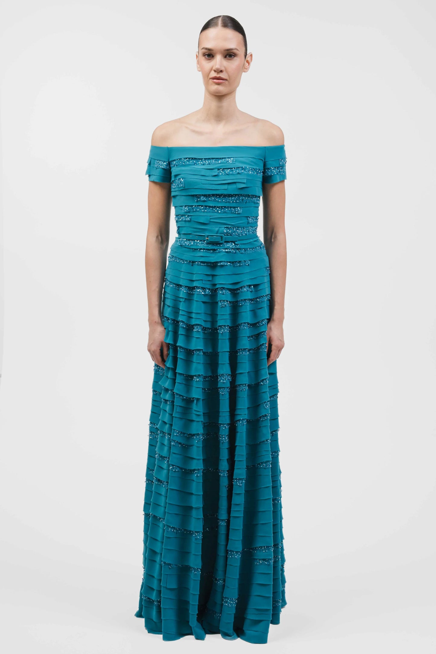 Off-Shoulder A-Line Muslin Gown