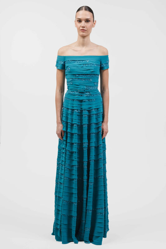 Off-Shoulder A-Line Muslin Gown