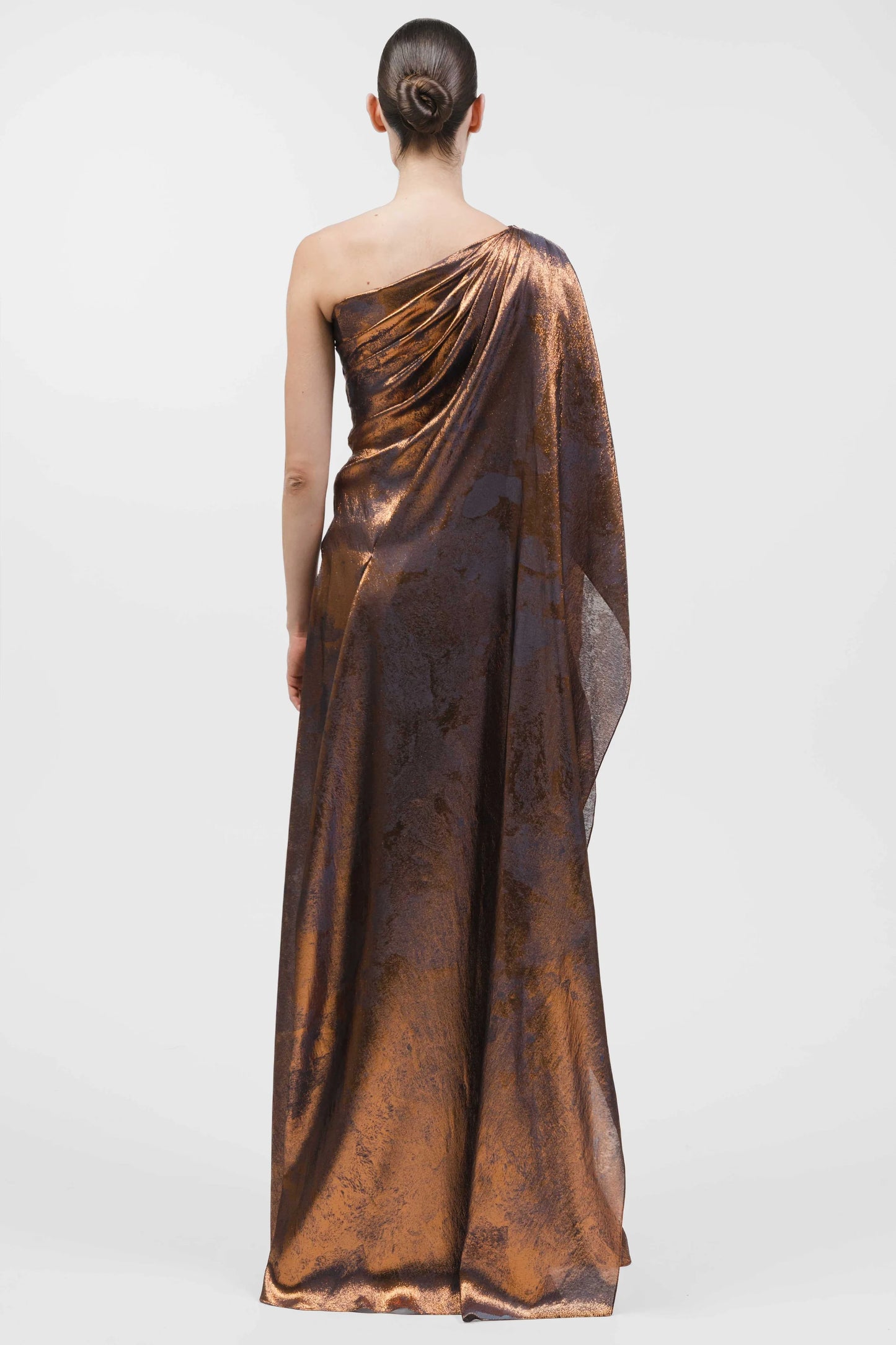 One-Shoulder Flowing Draped Gown