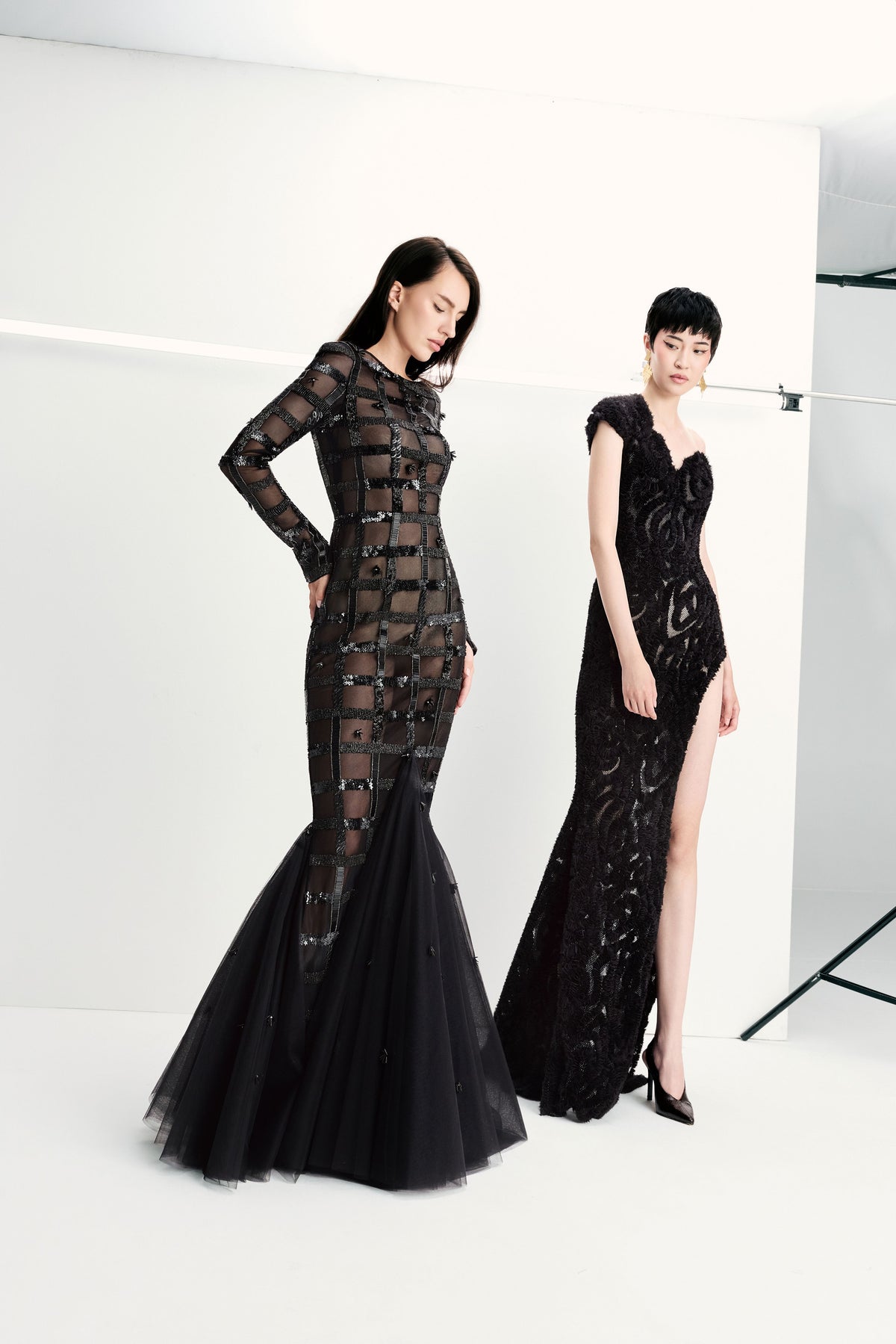 One-Shoulder Ruffle Gown