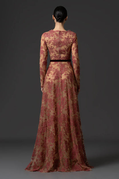 V-Neckline Lace Gown