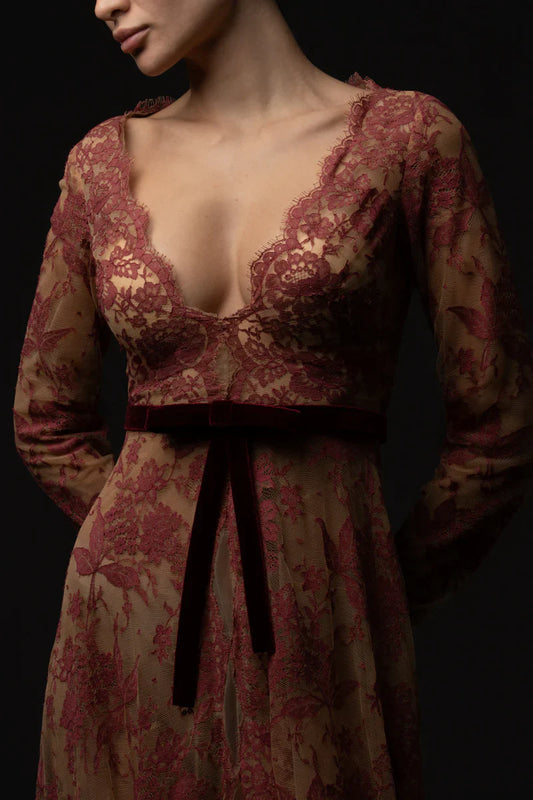 V-Neckline Lace Gown