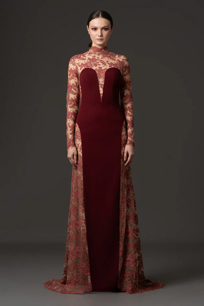 Lace Bodice Crêpe Gown