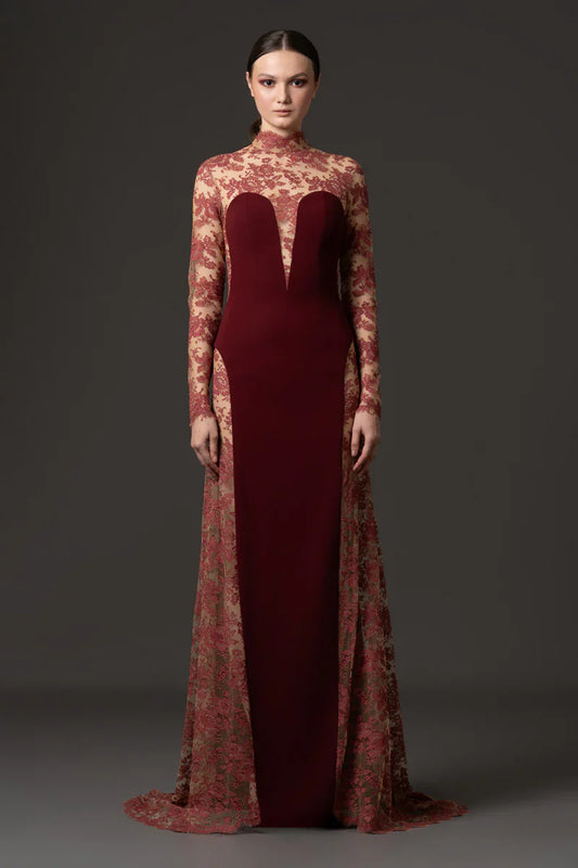 Lace Bodice Crêpe Gown