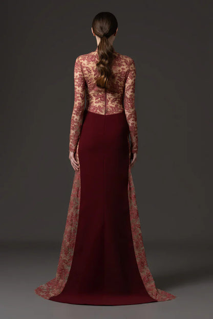 Lace Bodice Crêpe Gown
