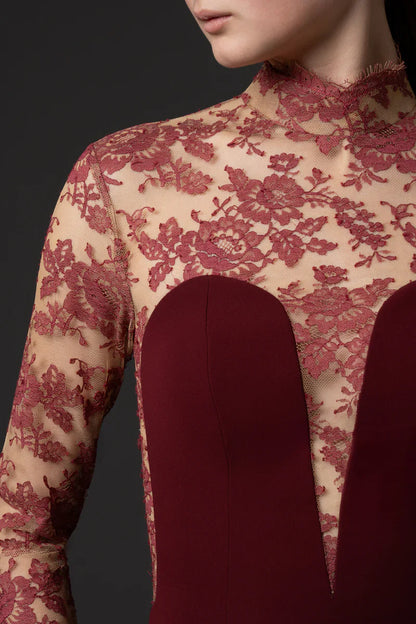 Lace Bodice Crêpe Gown