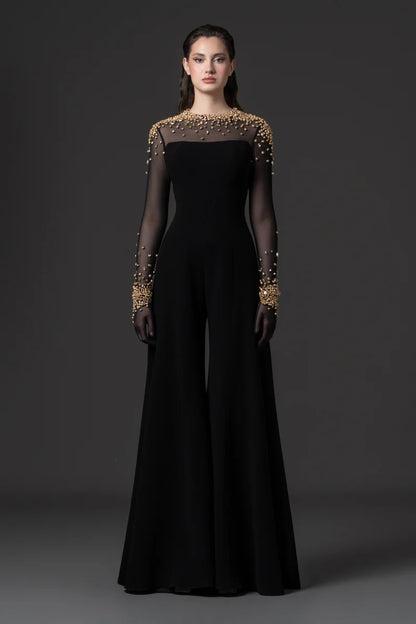 High Neck Crepe Jumpsuit