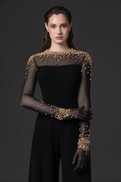 High Neck Crepe Jumpsuit